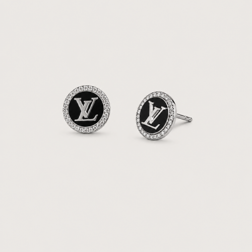 Picture of Black Enamel Round Stud Earrings