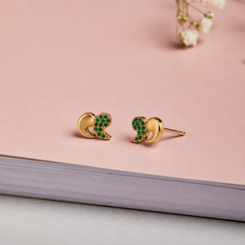 Picture of Green CZ Swirl Stud Earrings