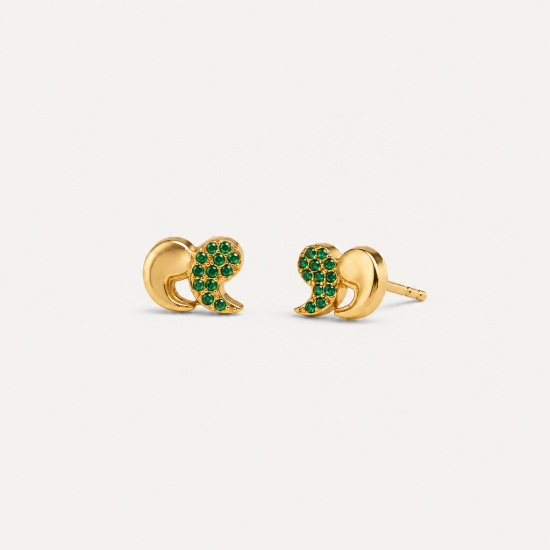 Picture of Green CZ Swirl Stud Earrings