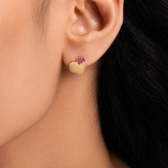 Picture of Pink CZ Heart Stud Earrings