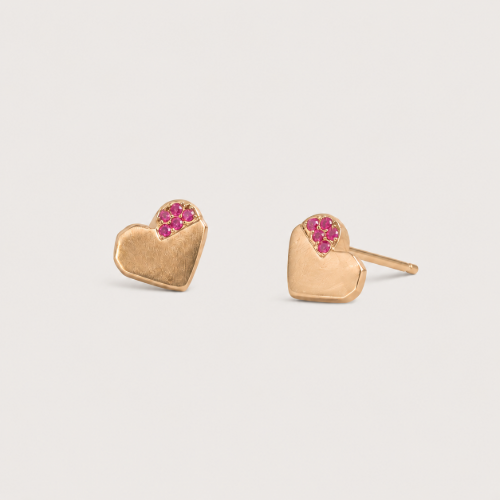 Picture of Pink CZ Heart Stud Earrings