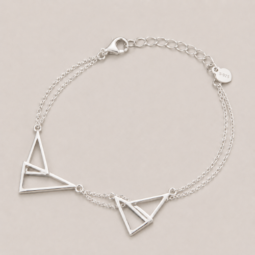 Picture of 925 Silver Geometric Triangle Bracelet
