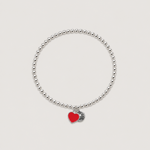 Picture of 925 Silver Red Heart Bead Bracelet