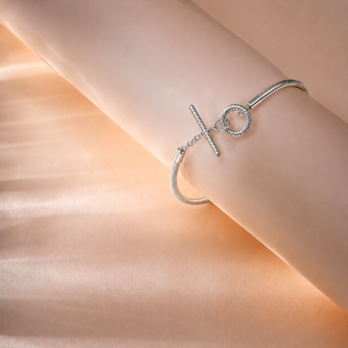 Picture of 925 Silver Snake Chain Toggle Bracelet