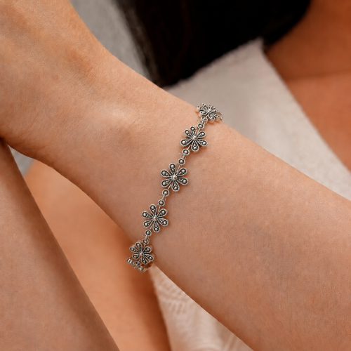 Picture of 925 Silver Vintage Floral Bracelet