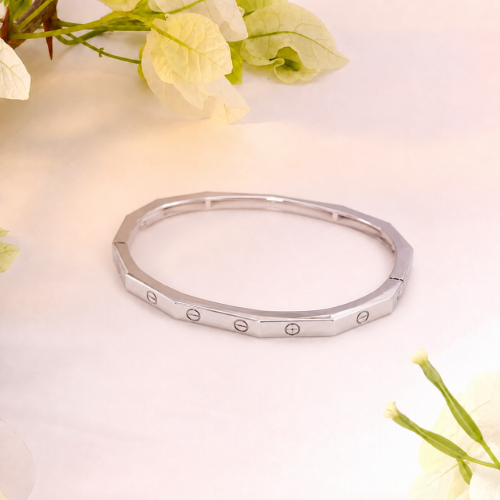 Picture of 925 Sterling Silver Geometric Screw Bangle