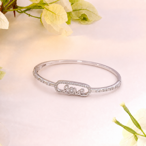 Picture of 925 Sterling Silver Love CZ Bangle Bracelet