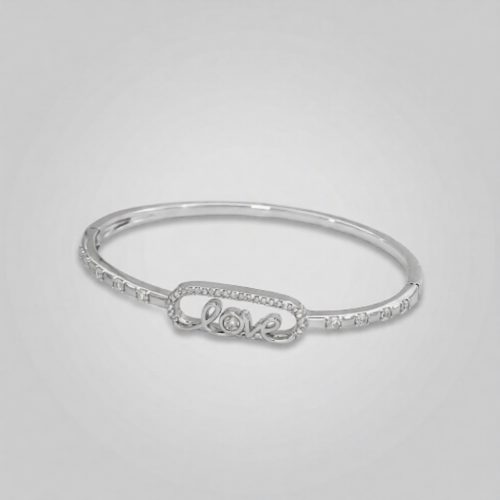 Picture of 925 Sterling Silver Love CZ Bangle Bracelet