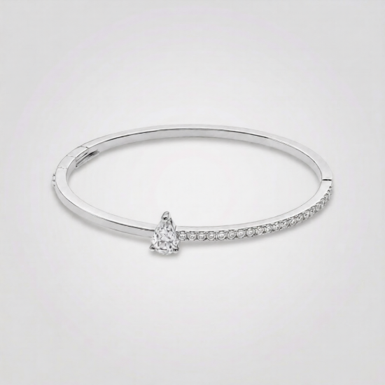 Picture of 925 Sterling Silver Pear Cut Solitaire CZ Bangle Bracelet