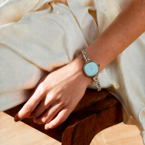 Picture of Rose Gold Leaf Silver Watch