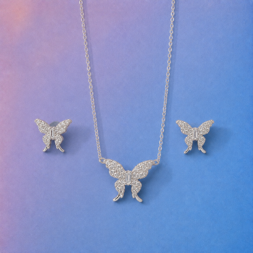 Picture of 925 Silver CZ Butterfly Jewelry Set
