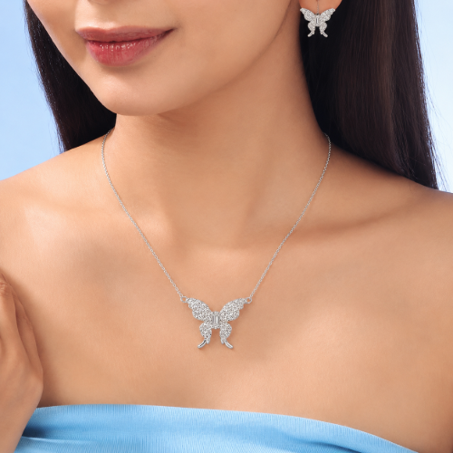 Picture of 925 Silver CZ Butterfly Jewelry Set