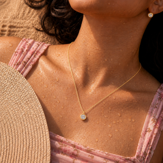 Picture of 925 Silver Gold Plated Solitaire Pendant