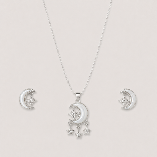 Picture of 925 Silver Moon Star Jewelry Set
