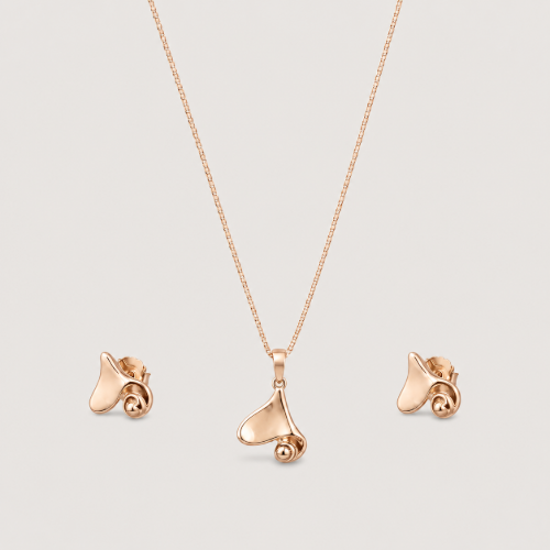 Picture of 925 Silver Rose Gold Calla Lily Jewelry Set
