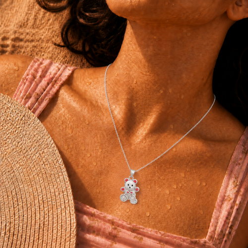 Picture of 925 Silver Teddy Pendant & Adjustable Ring Set