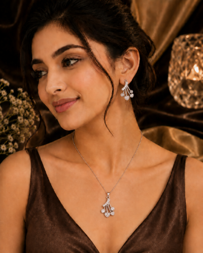 Picture of Crystal Heart Drop Pendant Set