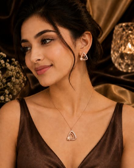 Picture of Rose Gold Pearl Triangle Set