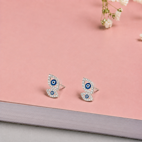 Picture of 925 Evil Eye Crystal Stud Earrings