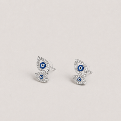 Picture of 925 Evil Eye Crystal Stud Earrings