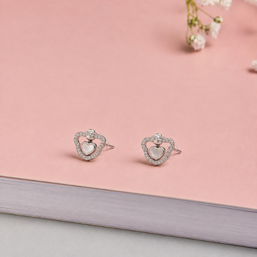 Picture of 925 Silver Double Heart Stud Earrings