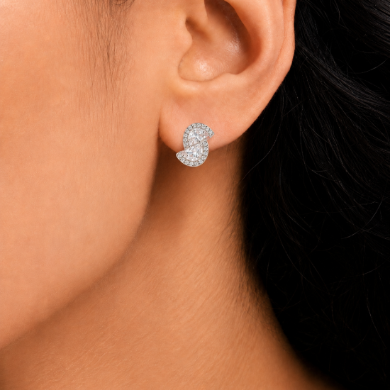 Picture of 925 Silver Double Pear Crystal Stud Earrings