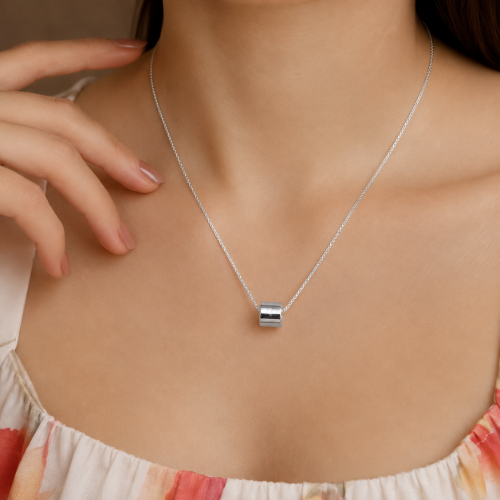 Picture of 925 Minimal Barrel Silver Necklace