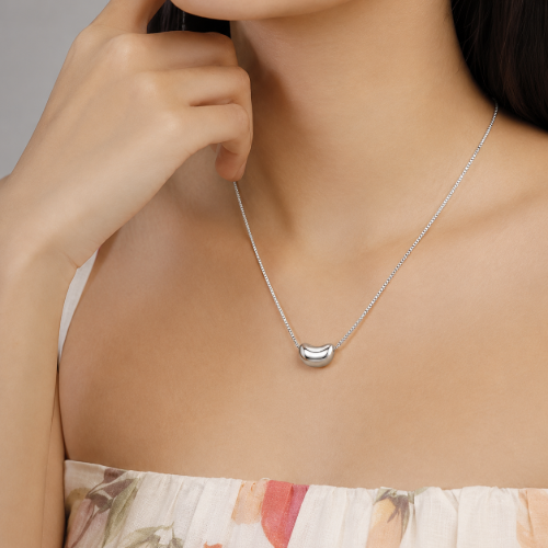 Picture of 925 Bean Charm Silver Necklace