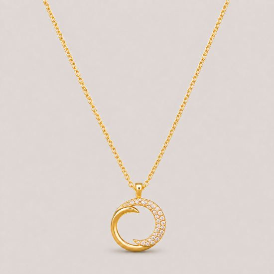 Picture of 925 Crystal Crescent Gold Necklace