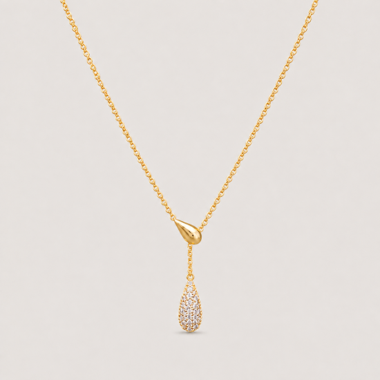 Picture of 925 Crystal Teardrop Gold Necklace