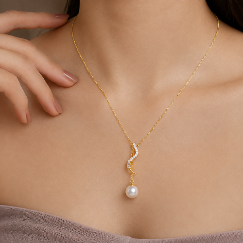 Picture of 925 Silver Pearl Twist Necklace