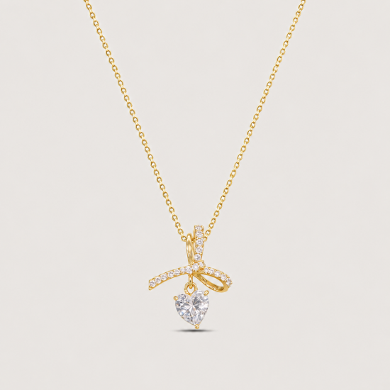 Picture of 925 Silver Heart Bow Necklace