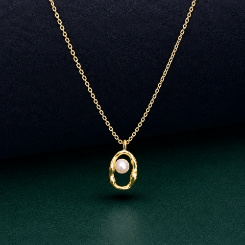 Picture of 925 Silver Pearl Oval Necklace