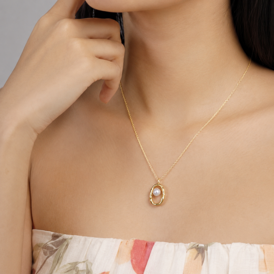 Picture of 925 Silver Pearl Oval Necklace