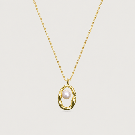 Picture of 925 Silver Pearl Oval Necklace