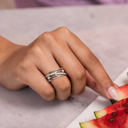 Picture of 925 Silver Triple Band CZ Ring