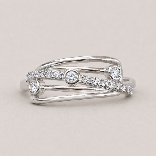 Picture of 925 Silver Triple Band CZ Ring