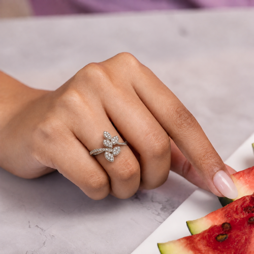 Picture of 925 Silver Leaf CZ Ring