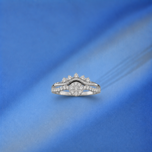 Picture of 925 Silver Elegant Sparkling Crown Ring