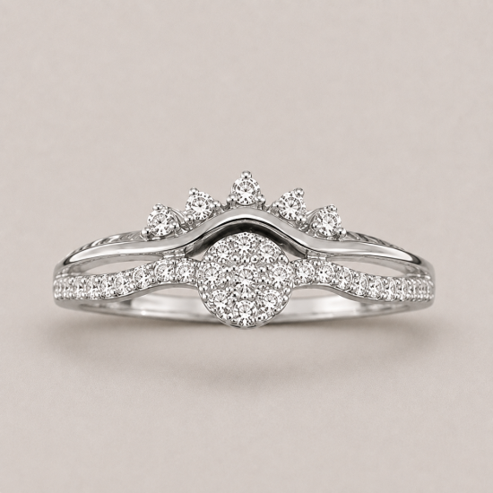 Picture of 925 Silver Elegant Sparkling Crown Ring