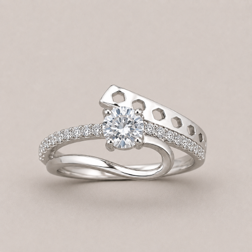 Picture of 925 Silver Elegant Solitaire Open Band Ring