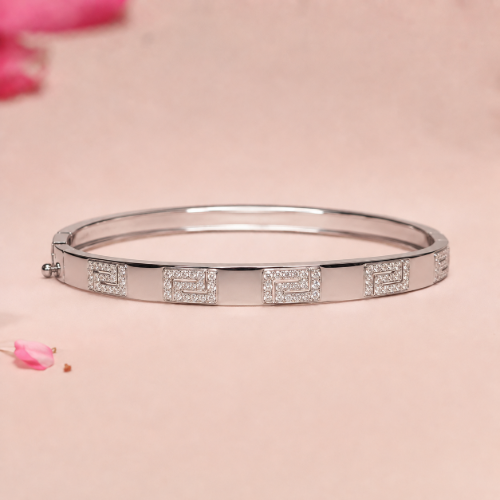 Picture of 925 Silver Greek Key Diamond Bangle