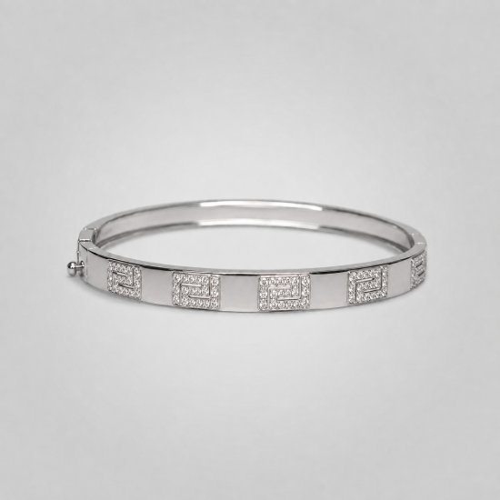 Picture of 925 Silver Greek Key Diamond Bangle