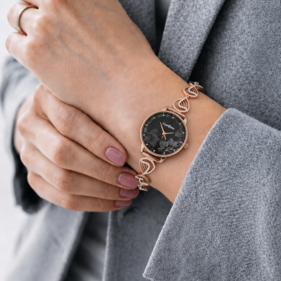 Picture of 925 Sterling Silver Rose Gold Leaf Charm Watch