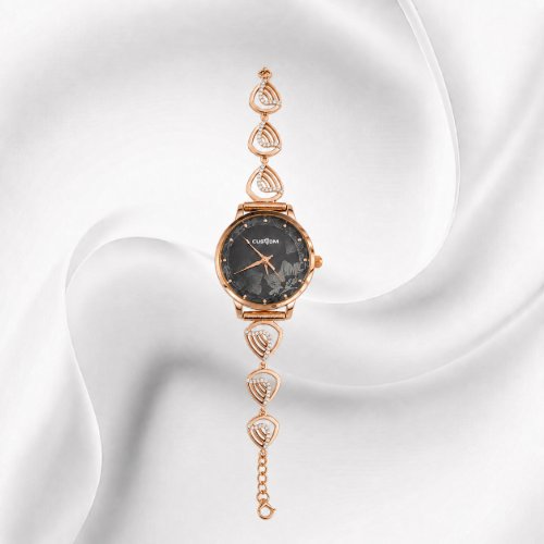 Picture of 925 Sterling Silver Rose Gold Leaf Charm Watch