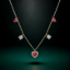 Picture of 925 Silver Pink Heart Gemstone Pendant Necklace