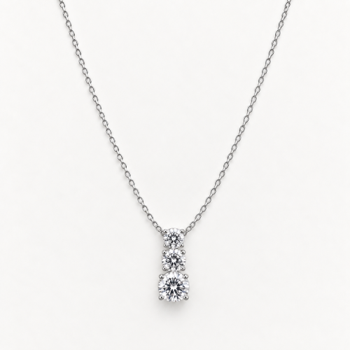 Picture of 925 Sterling Silver Triple CZ Drop Necklace