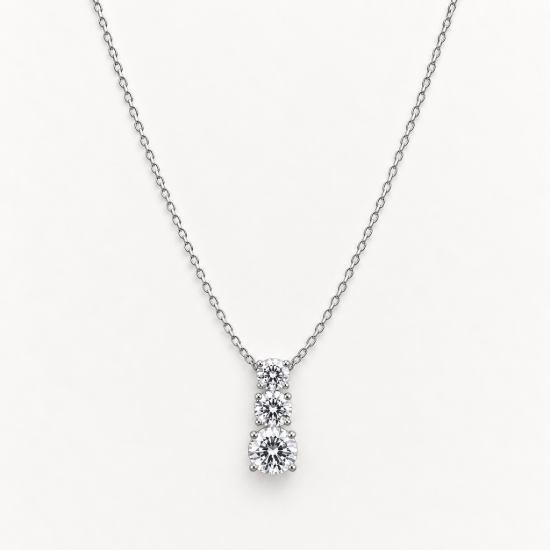 Picture of 925 Sterling Silver Triple CZ Drop Necklace
