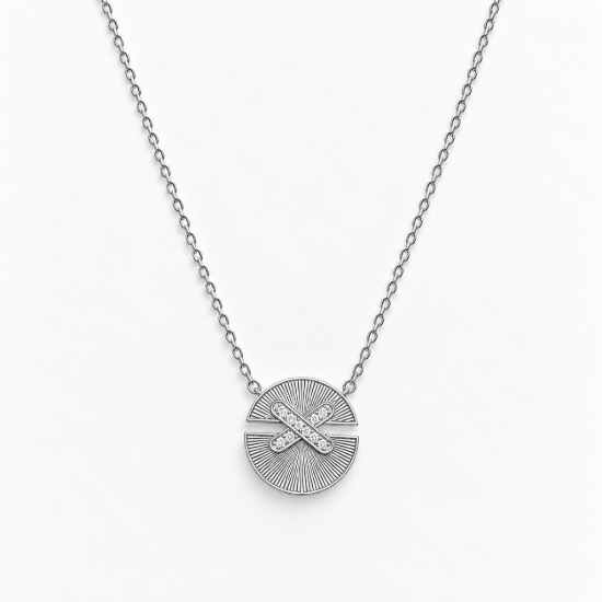 Picture of 925 Sterling Silver Radiant Circle CZ Pendant Necklace